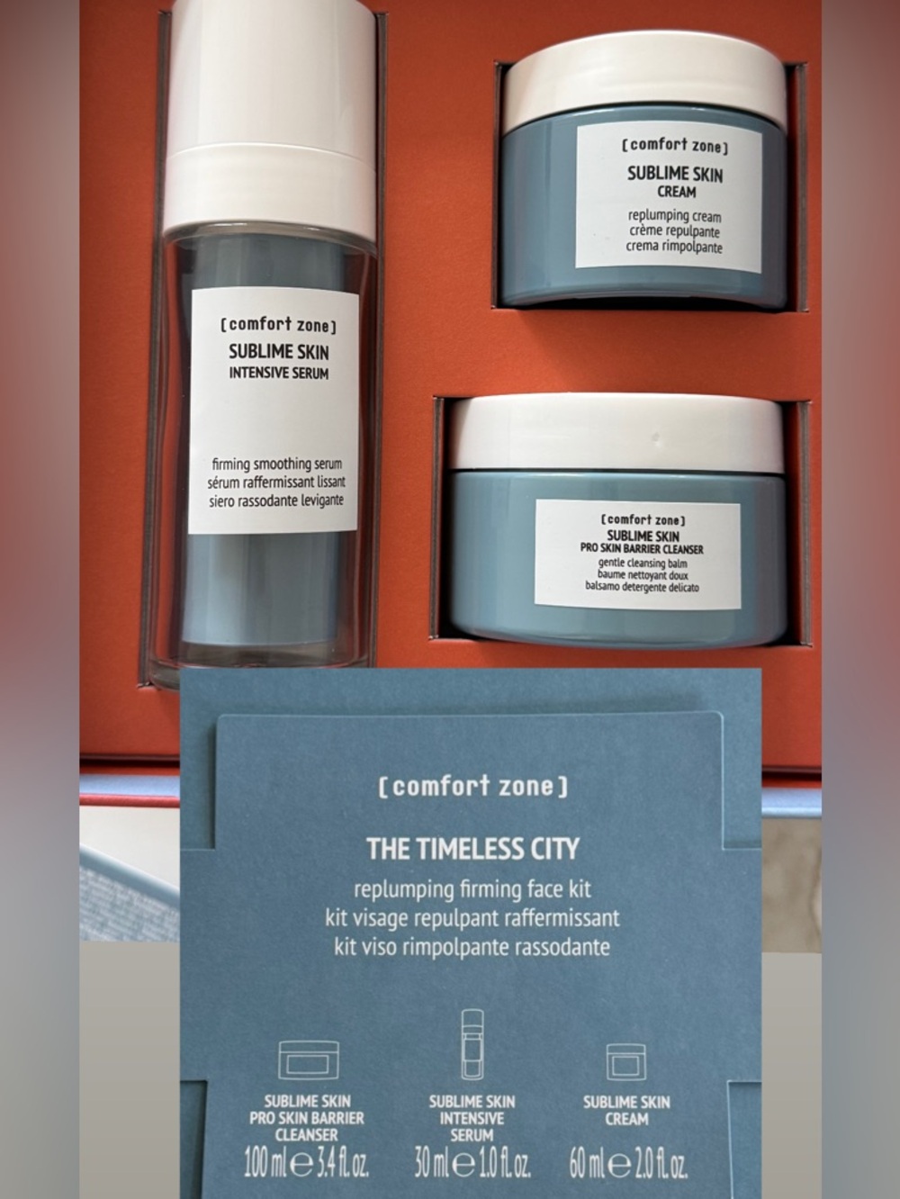 *BRAND NEW [Comfort Zone] THE TIMELESS CITY 3pc. Replumping Firming Face Kit